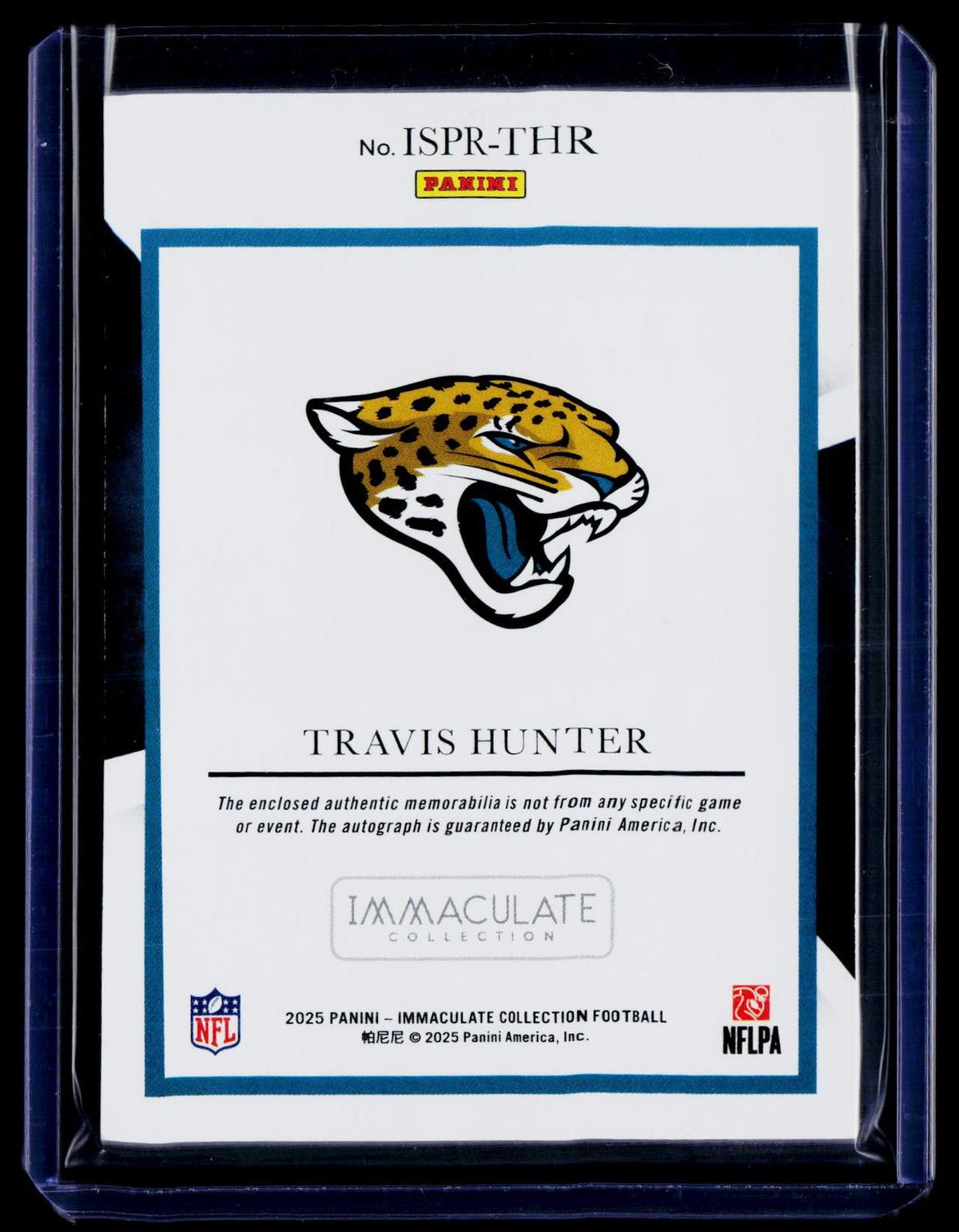 2025 Panini Immaculate Collection - Rookie Patch #ISPR-THR Travis Hunter #/99