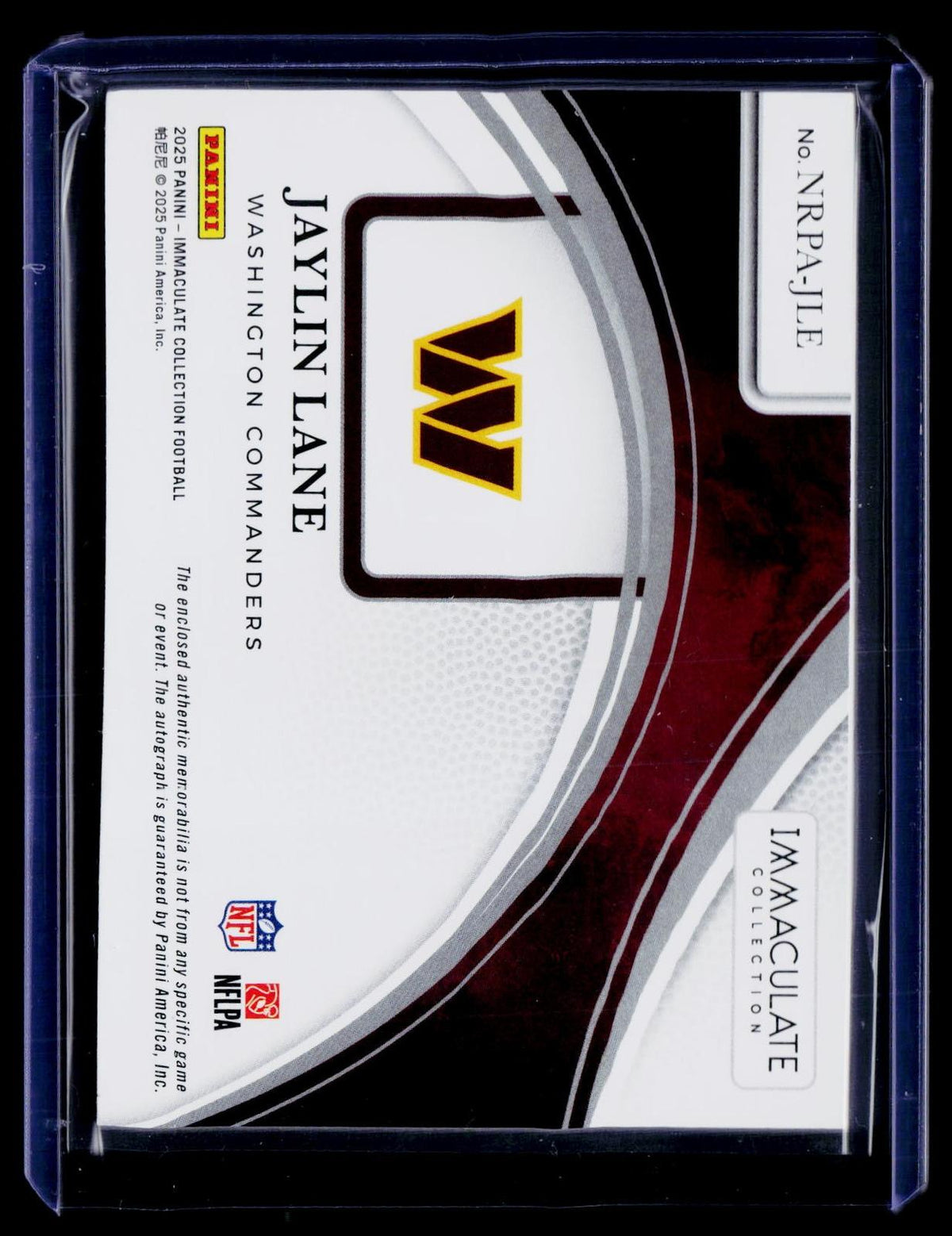 2025 Immaculate Collection - Rookie Patch Autographs #NRPA-JLE Jaylin Lane #/83