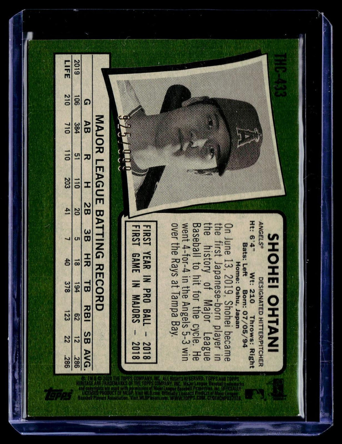 2020 Topps Heritage #THC-433 Shohei Ohtani Chrome #/999
