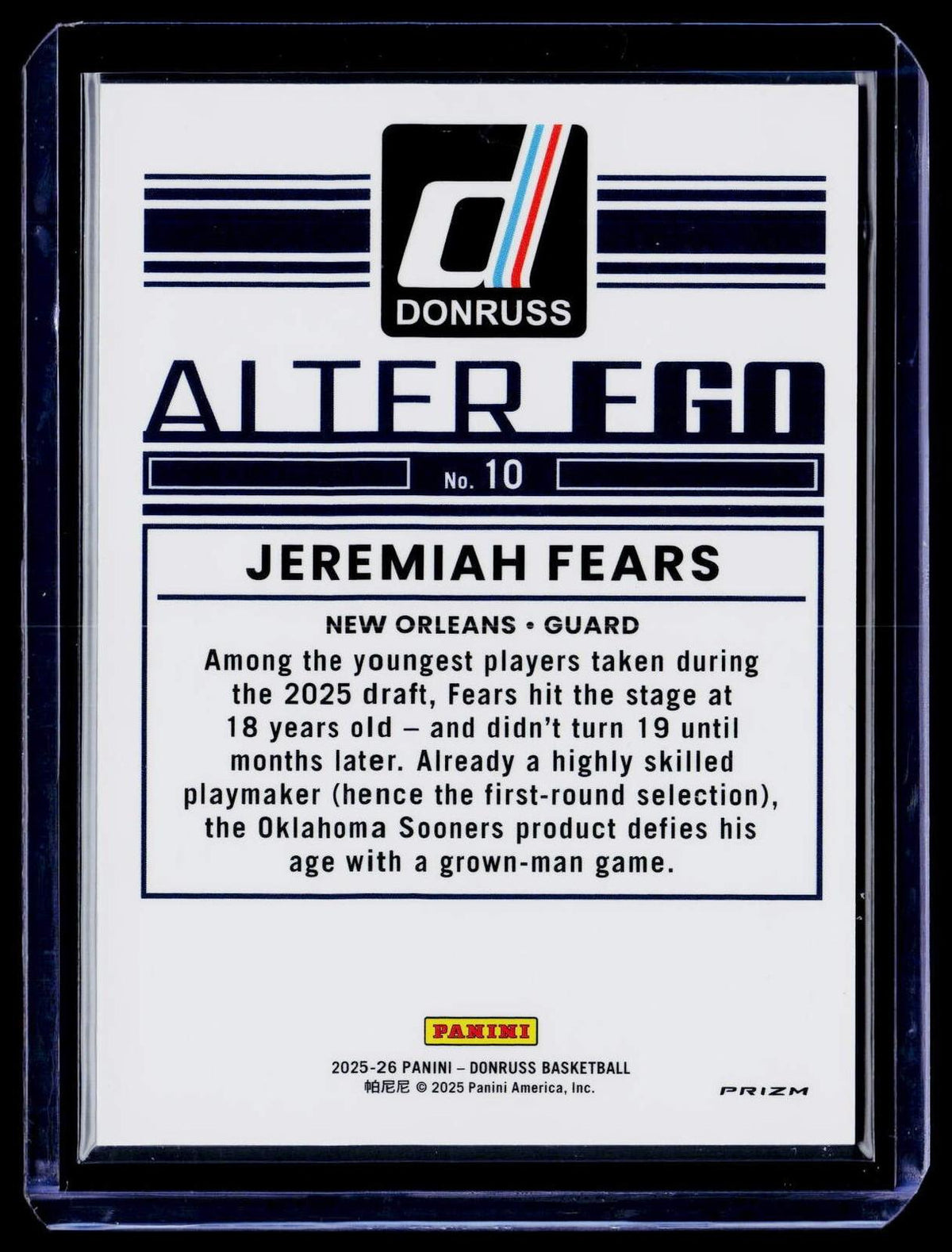 2025-26 Donruss #10 Jeremiah Fears Alter Ego