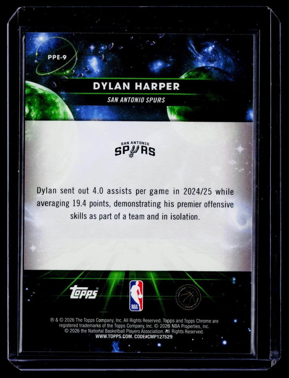 2025-26 Topps Chrome Cosmic #PPE-9 Dylan Harper Planetary Pursuit Earth