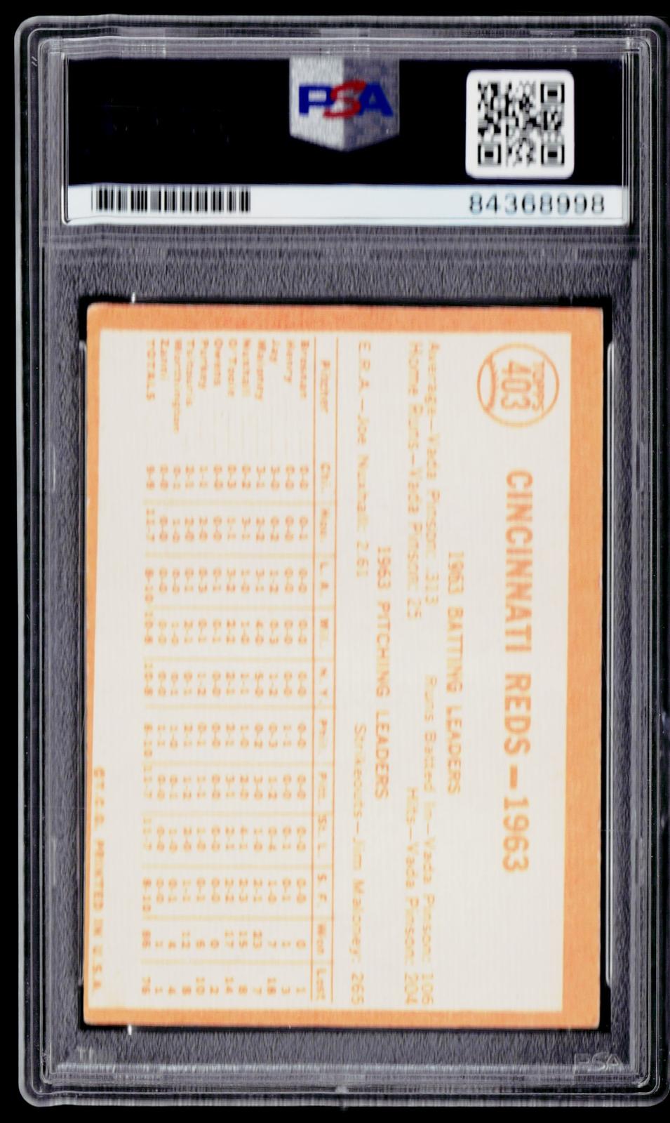 1963 Topps #403 Pete Rose Batting Leaders Authentic Auto 10