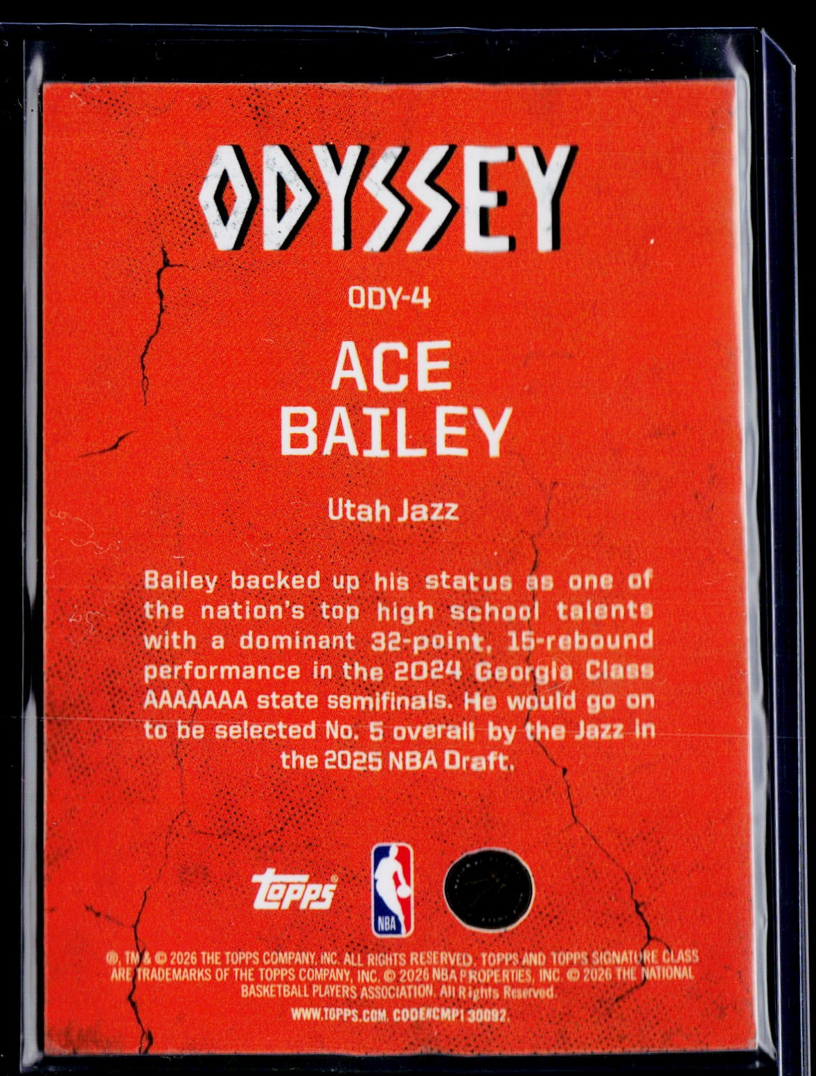 2025-26 Topps Signature Class #ODY-4 Ace Bailey Odyssey