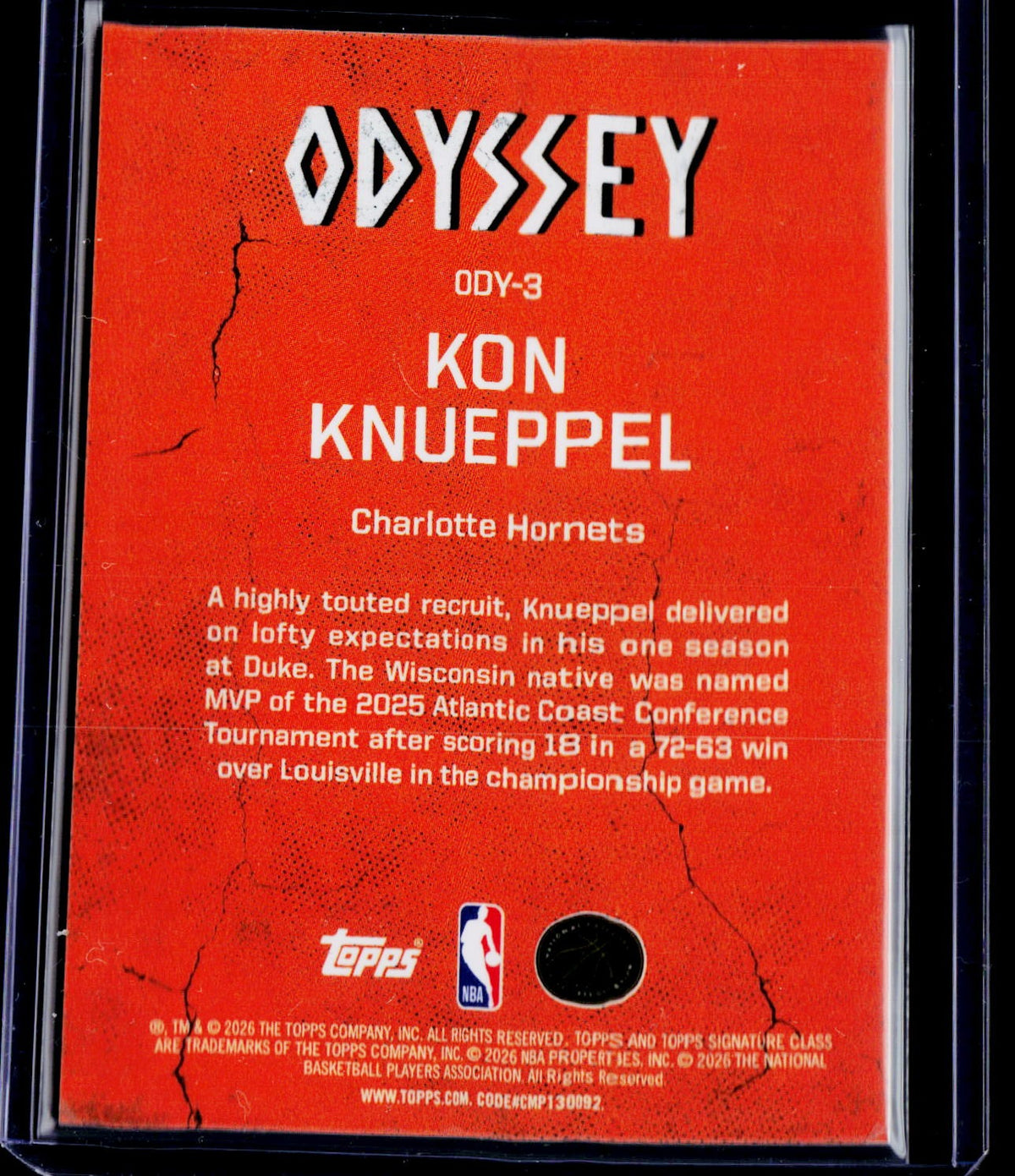 2025-26 Topps Signature Class #ODY-3 Kon Knueppel Odyssey