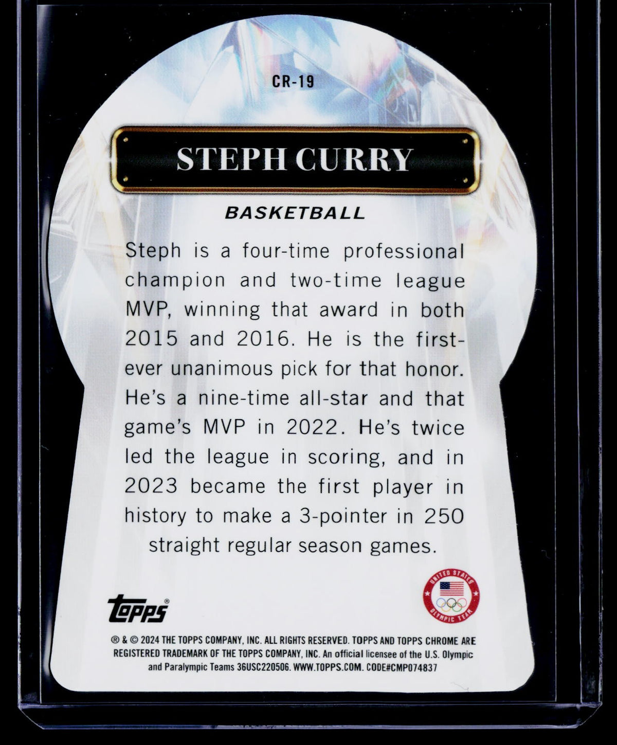 2024 Topps Chrome U.S. Olympics & Paralympic Hopefuls #CR-19 Stephen Curry