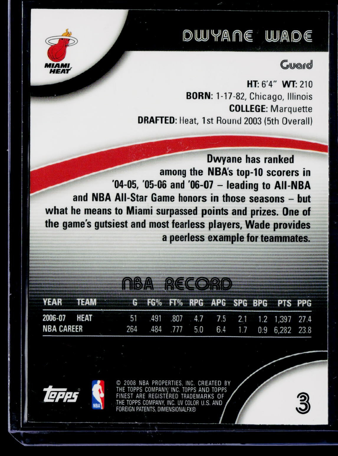 2007-08 Topps Finest #3 Dwyane Wade