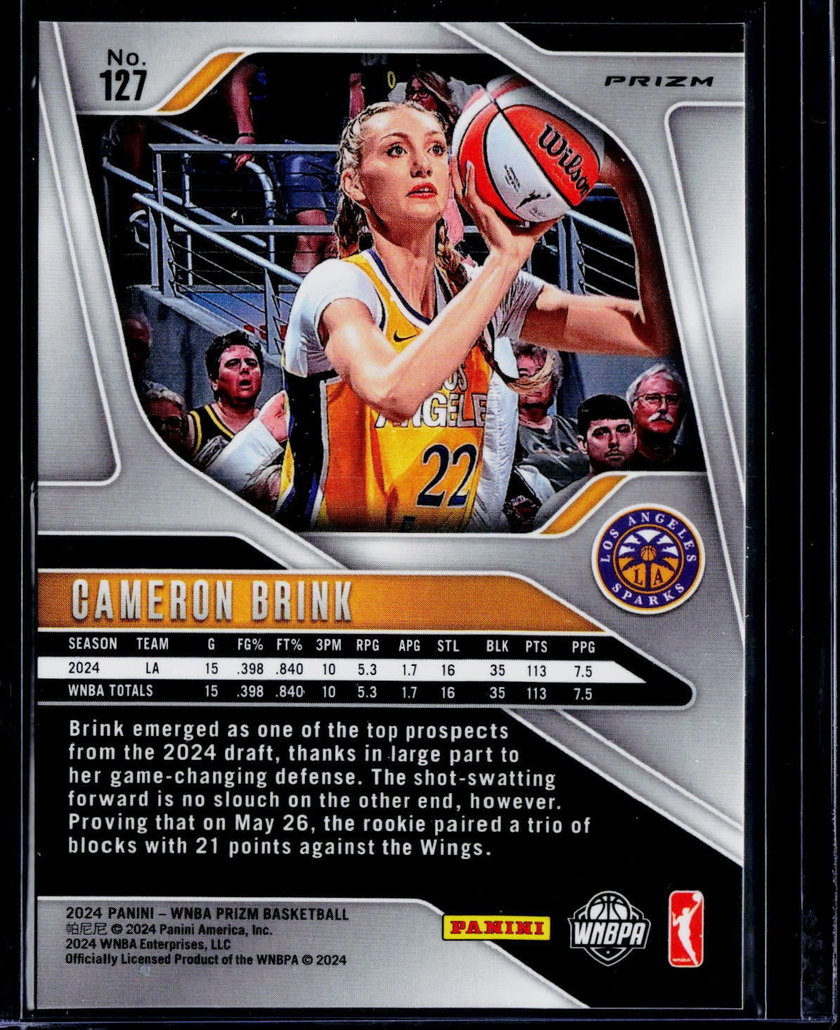 2024 Panini Prizm WNBA #127 Cameron Brink Green Prizm