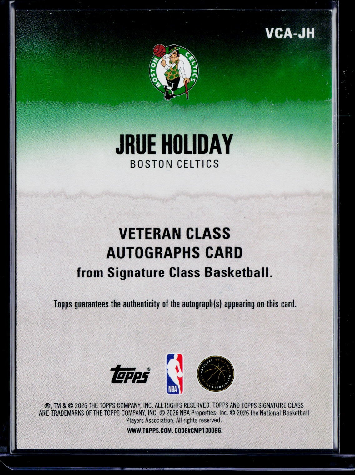 2025 Topps Signature Class #VCA-JH Jrue Holiday Veteran Autographs Purple #/100
