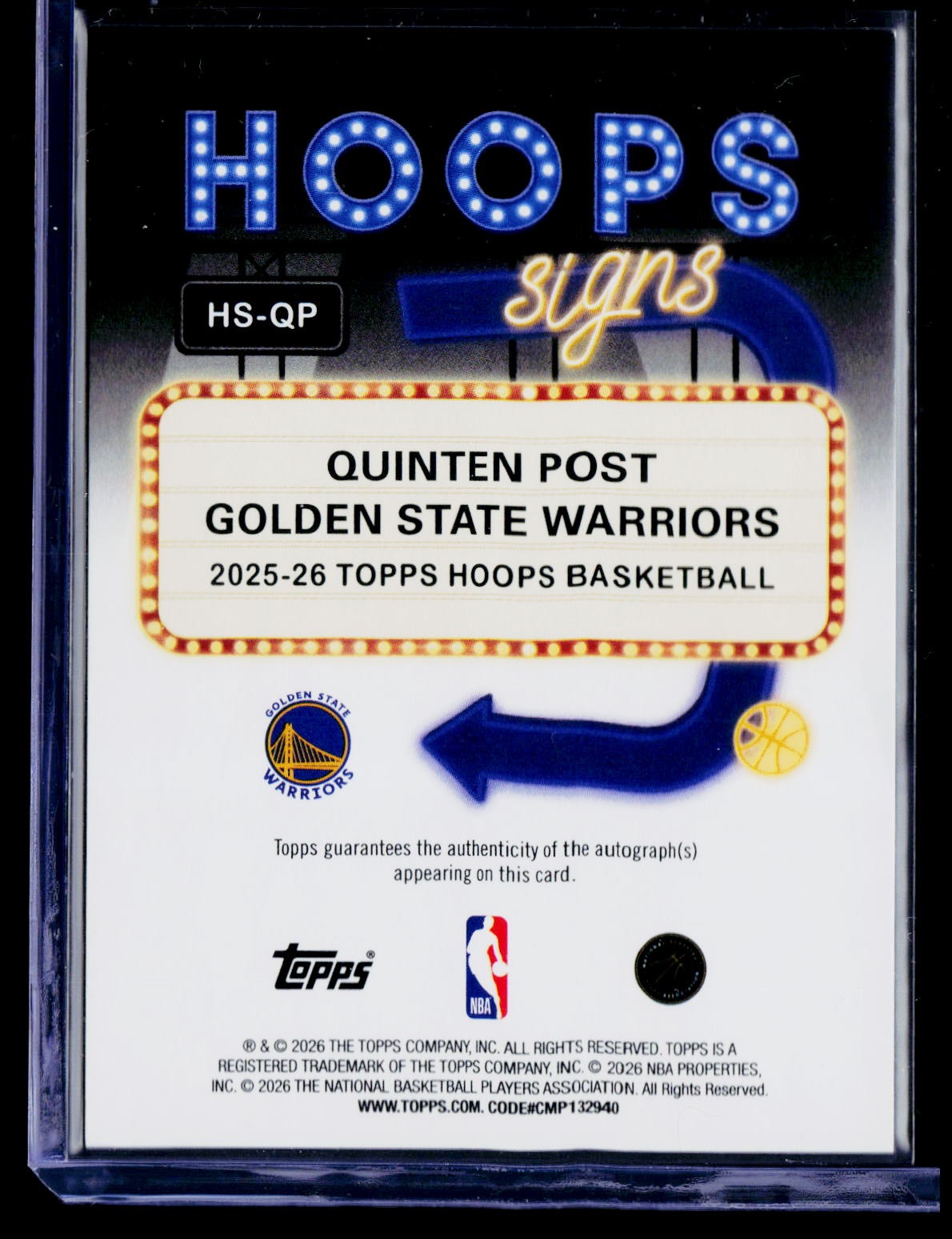 2025-26 Hoops #HS-QP Quinten Post Hoops Signs