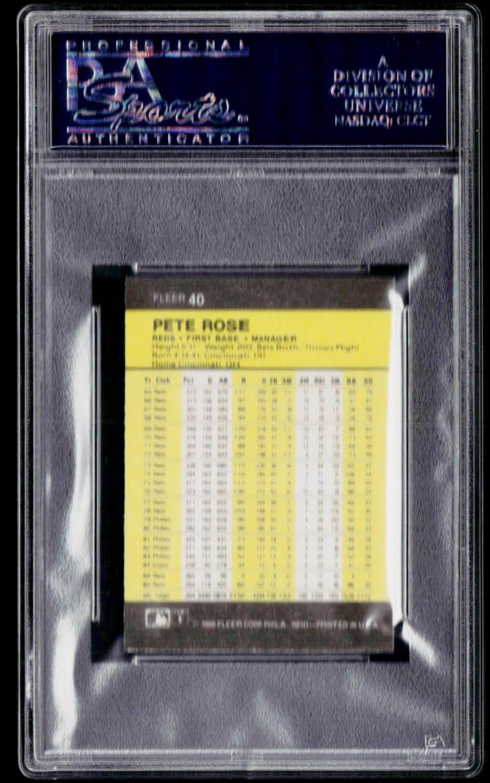 1986 Fleer Classic Miniatures #40 Pete Rose PSA 10