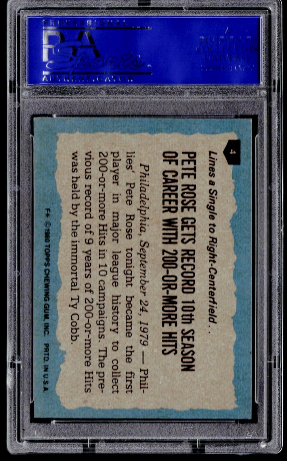 1980 Topps #4 Pete Rose 1979 Highlights PSA 9
