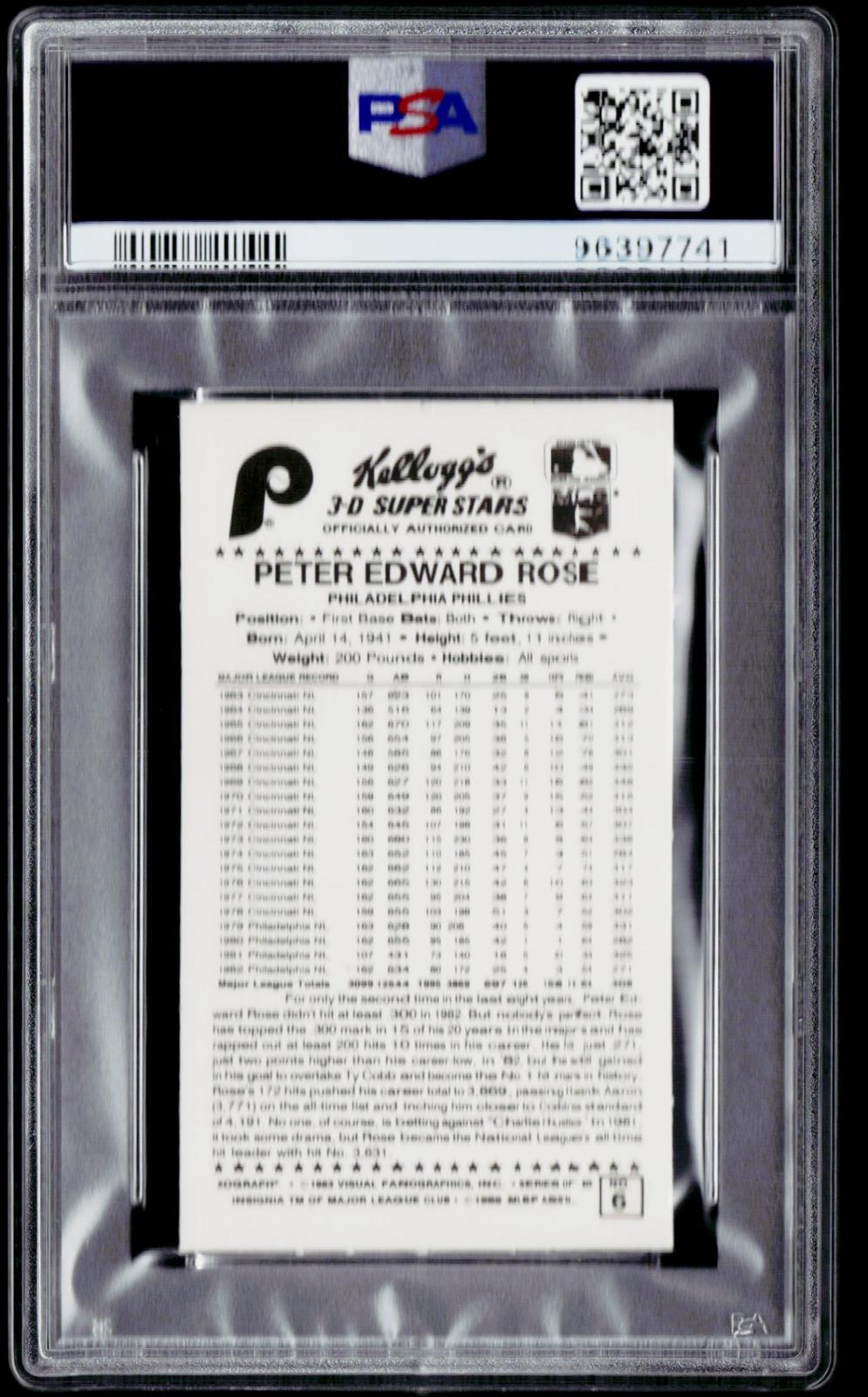 1983 Kellogg's 3-D Super Stars #6 Pete Rose PSA 9