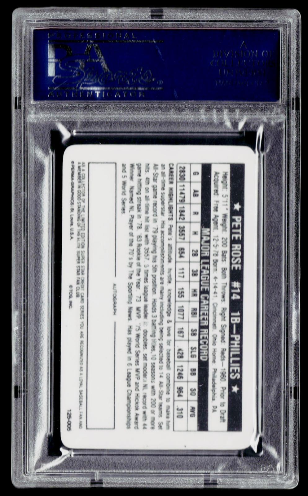 1981 Perma-Graphics Superstar Credit Cards #005 Pete Rose PSA 8
