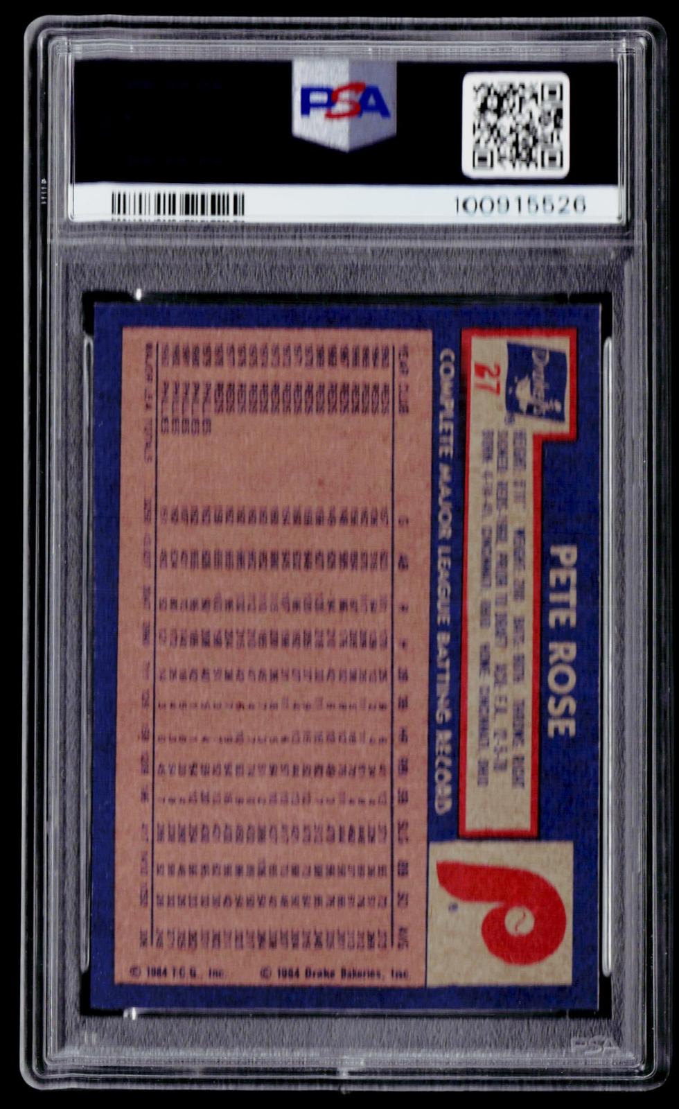 1984 Topps Drake's Big Hitters #27 Pete Rose PSA 9