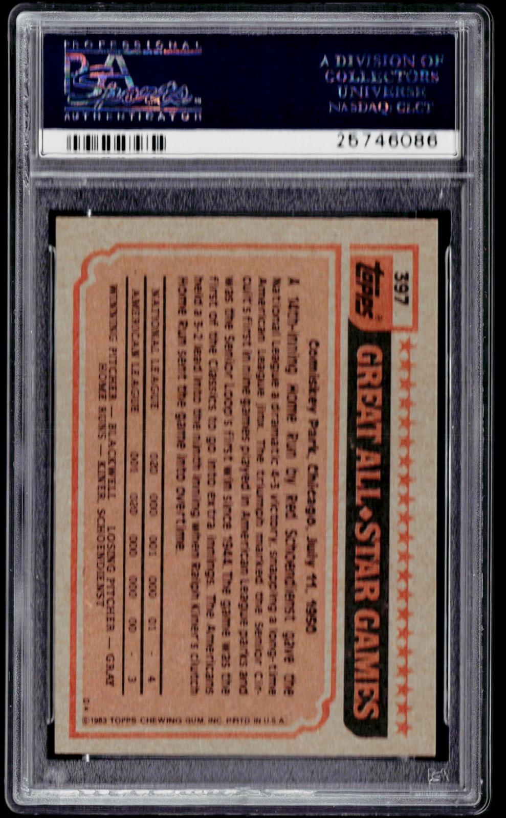 1983 Topps #397 Pete Rose PSA 8
