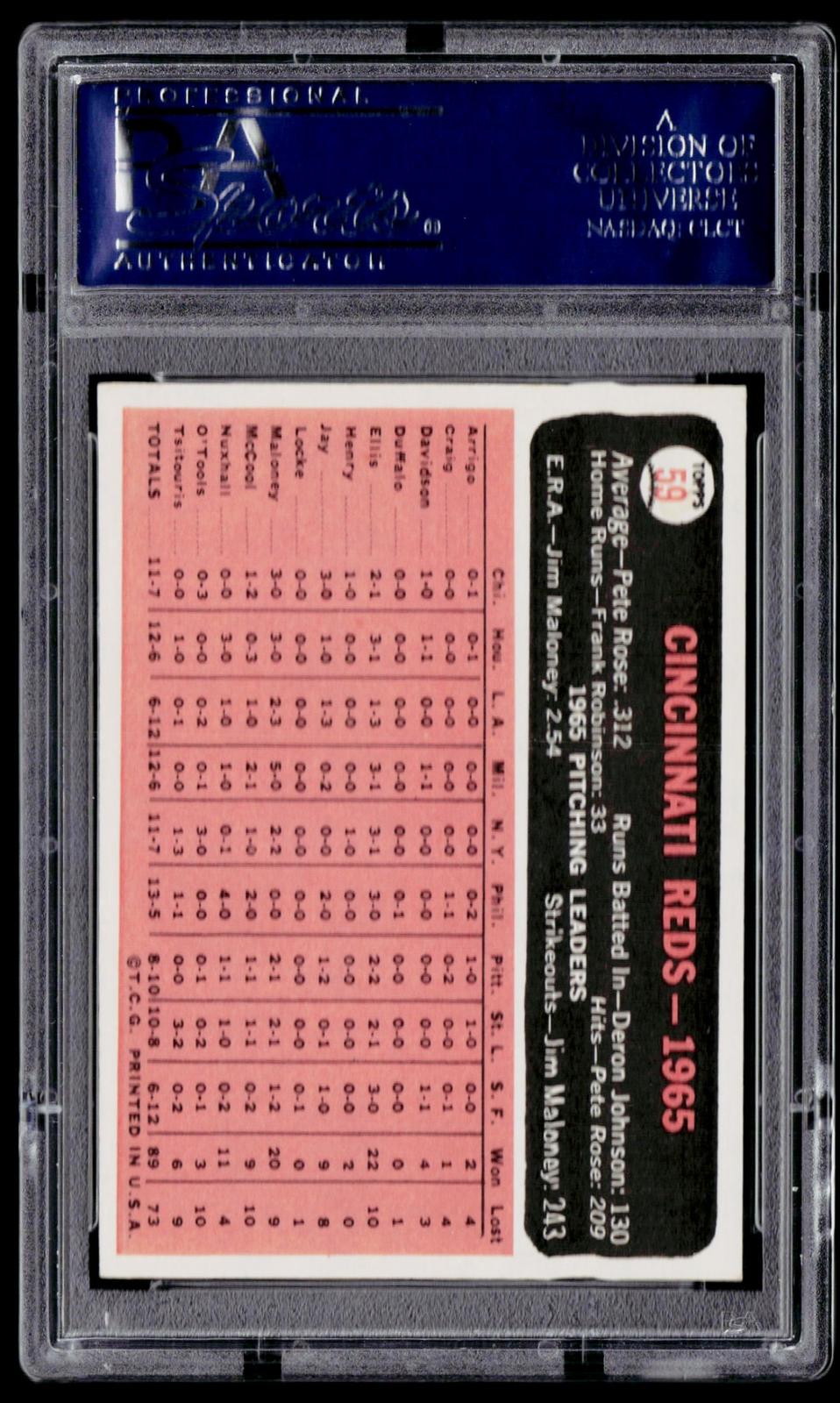 1966 Topps #59 Cincinnati Reds PSA 8