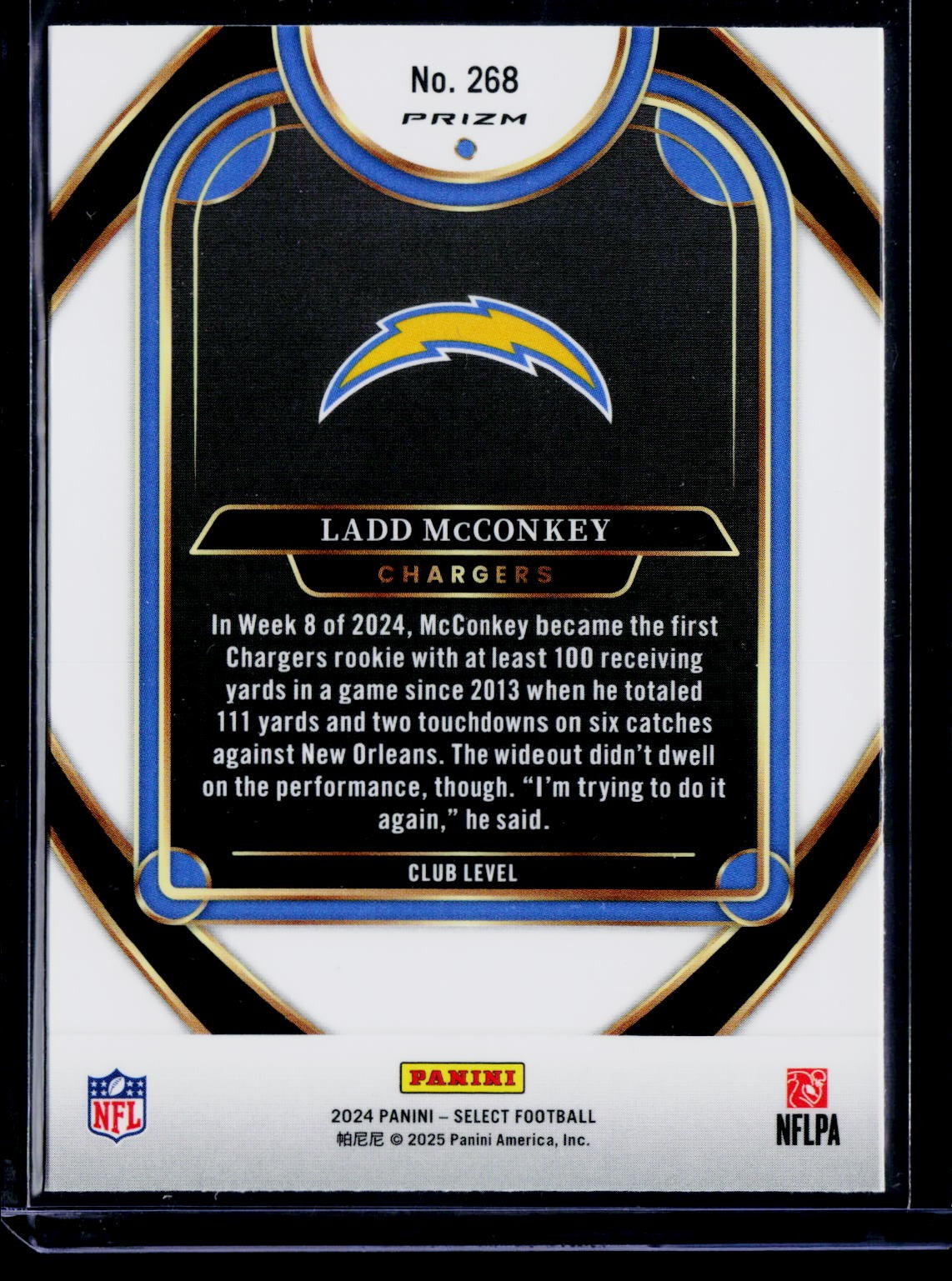 2024 Panini Select #268 Ladd McConkey Cosmic Prizm
