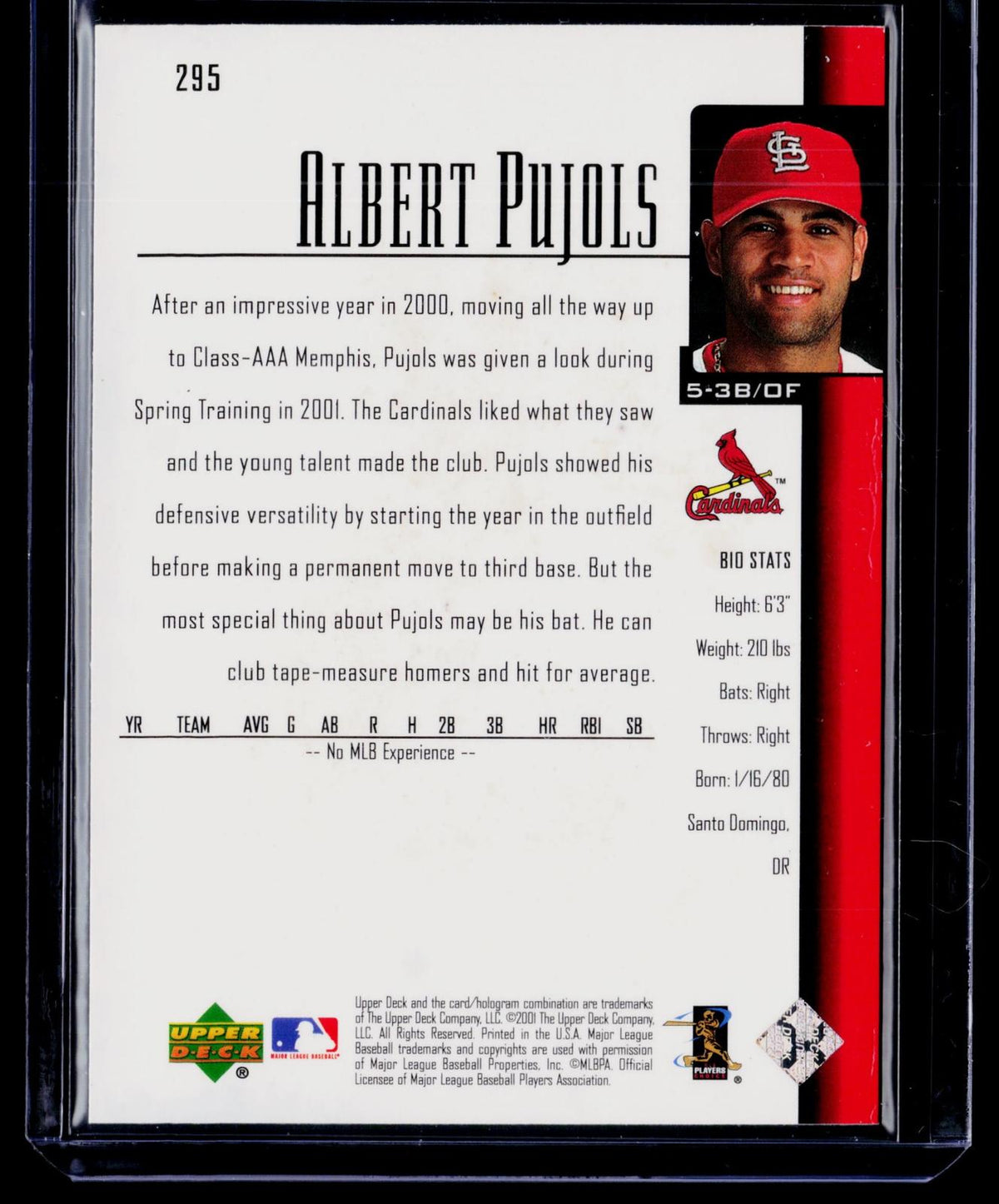 2001 Upper Deck #295 Albert Pujols