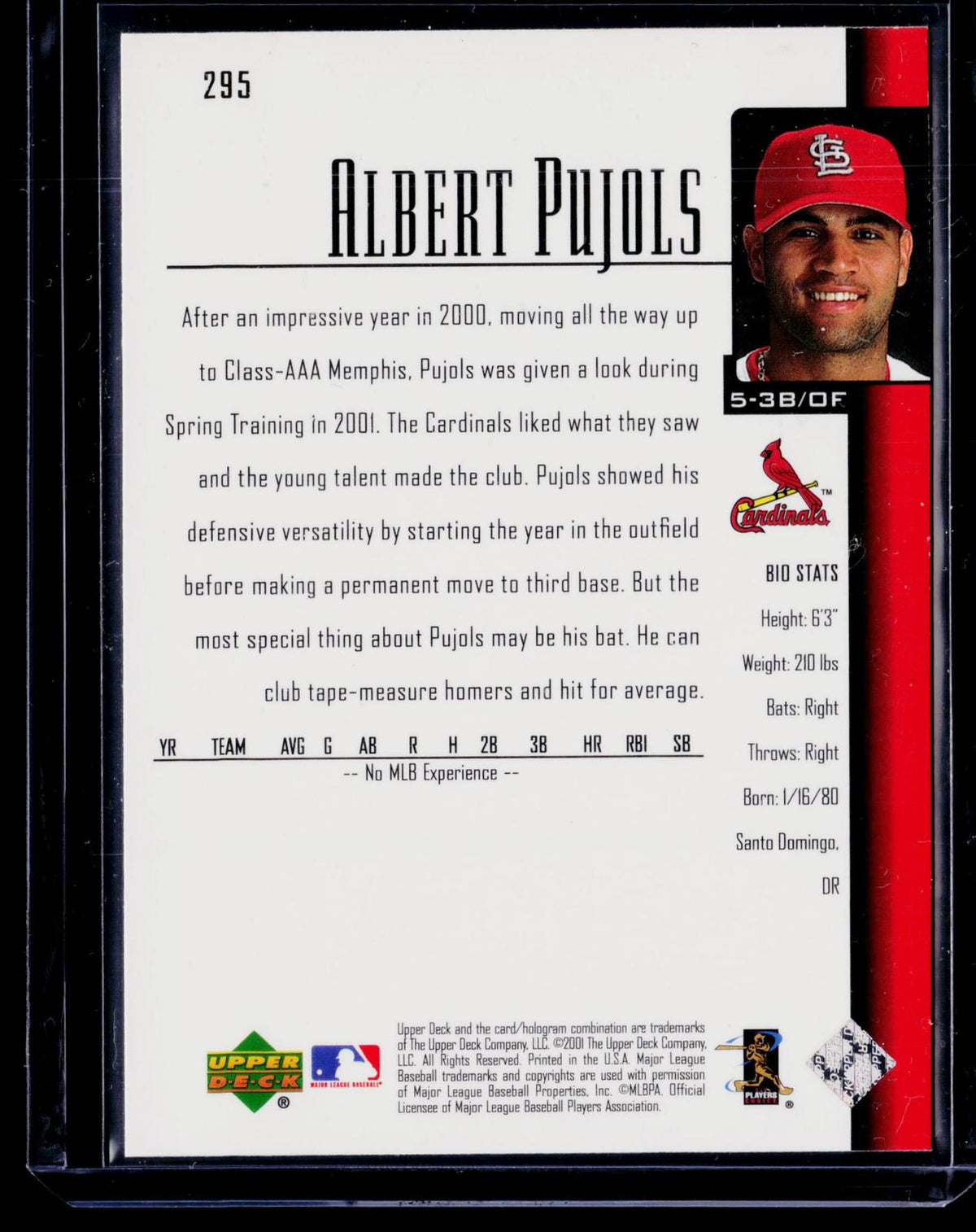 2001 Upper Deck #295 Albert Pujols