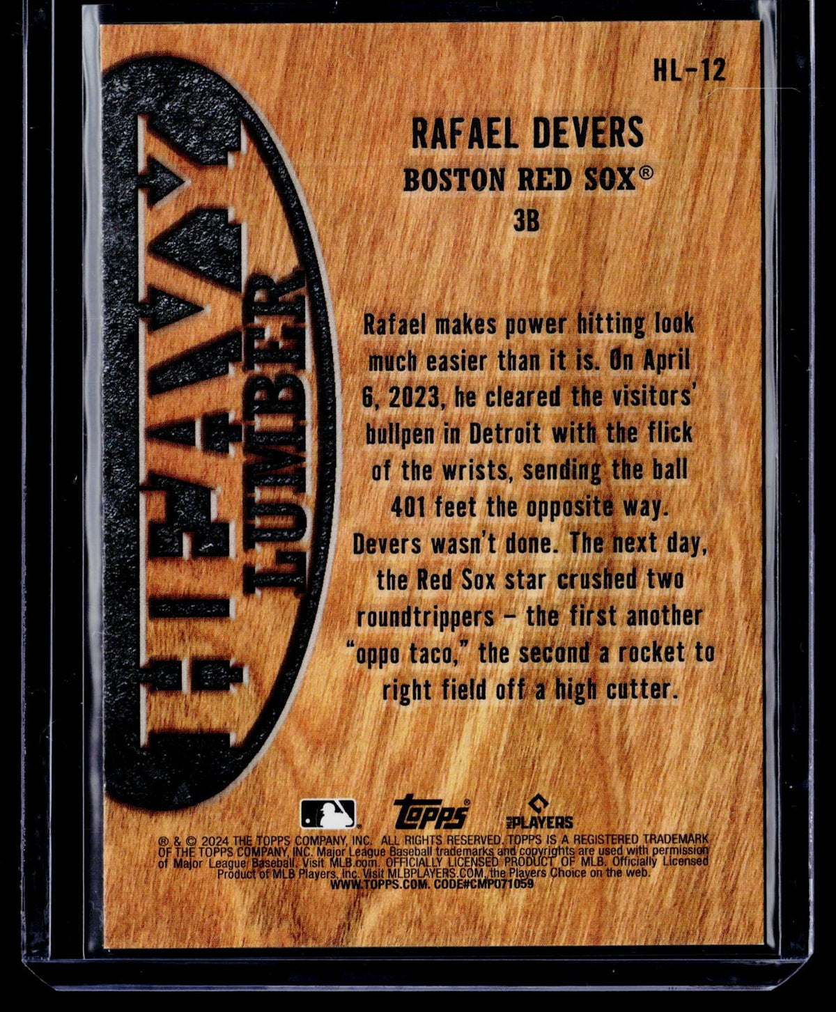 2024 Topps #HL-12 Rafael Devers Heavy Lumber