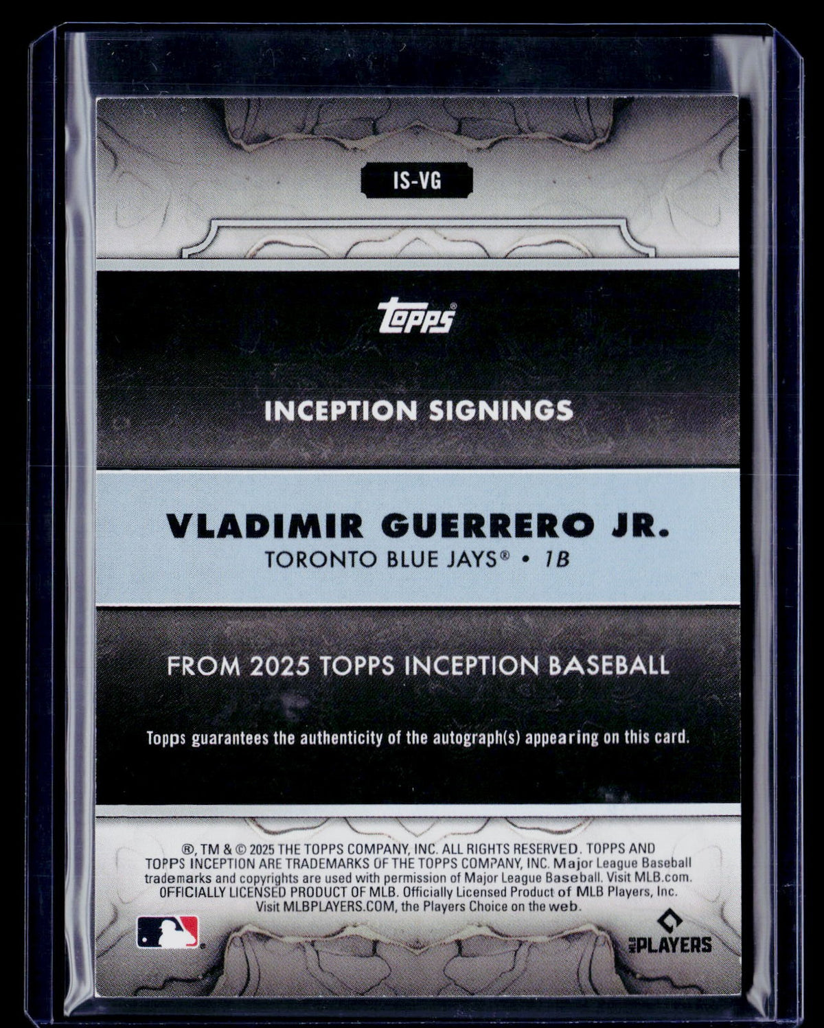 2025 Topps Inception #IS-VG Vladimir Guerrero Jr Inception Signings Silver #/125