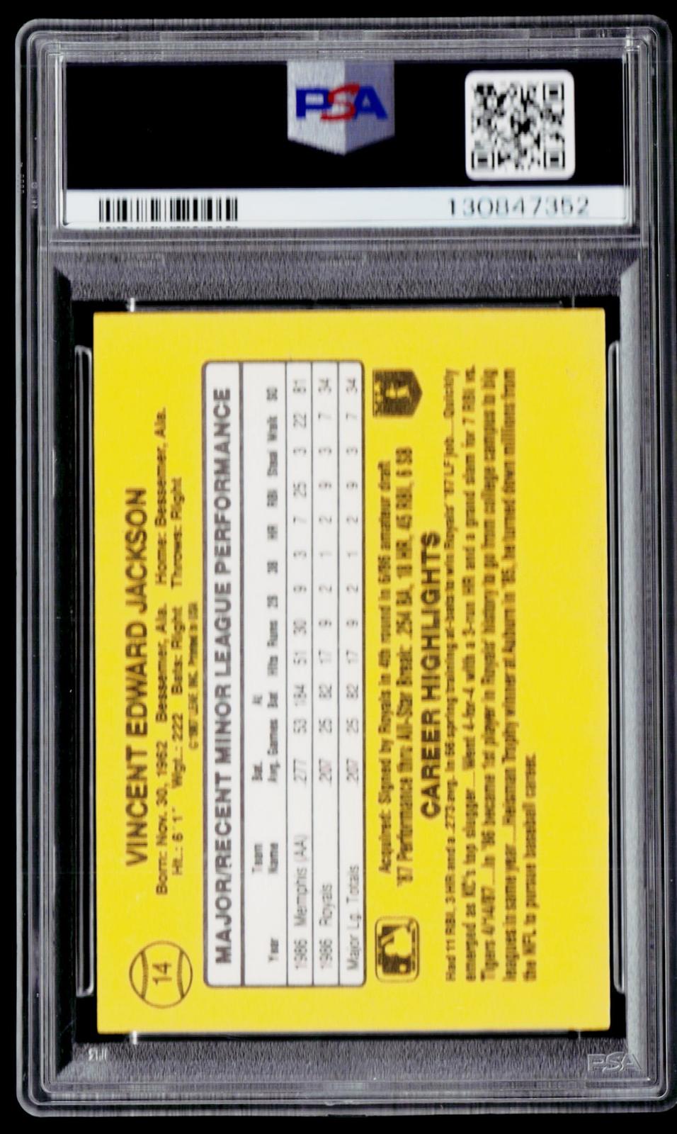 1987 Donruss The Rookies #14 Bo Jackson PSA 8