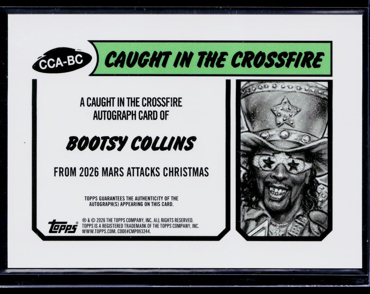 2026 Topps Mars Attacks Xmas #CCA-BC Bootsy Collins Caught in the Crossfire Auto