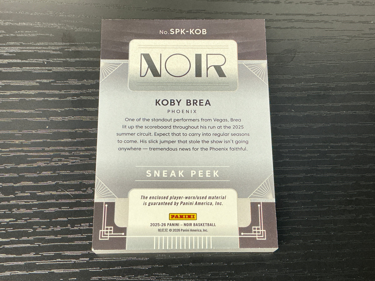 2025-26 Panini Noir #SPK-KOB Koby Brea Brand Logo #/4