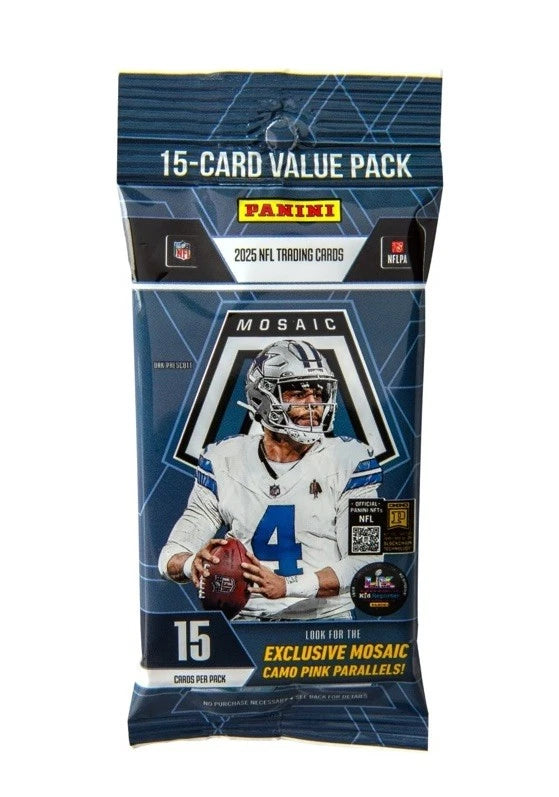2025 Panini Mosaic NFL Football 15 Card Value Pack