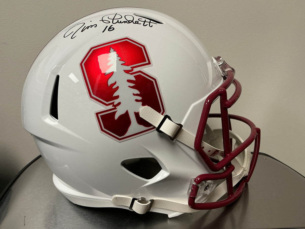 Jim Plunkett Autographed Replica Full-Size Stanford Helmet (Schwartz COA)
