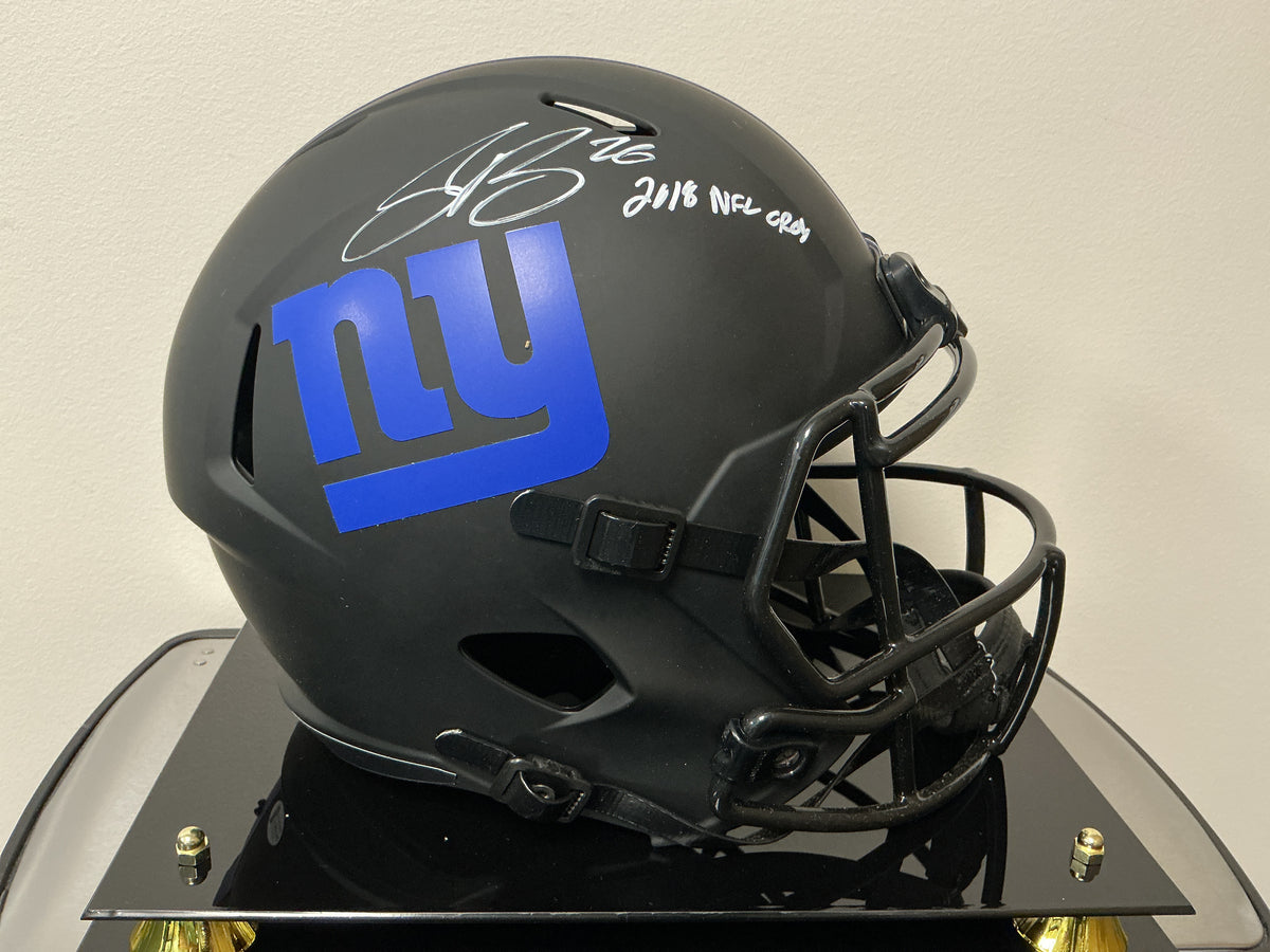 Saquon Barkley Autographed Replica Giants Helmet w/ Inscription (2018 OROY)(BAS COA)