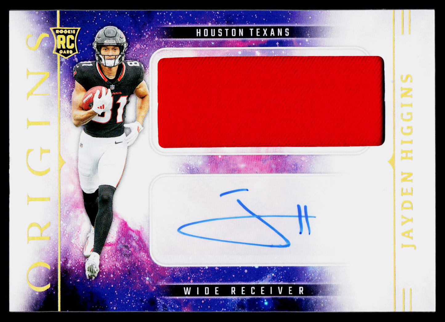 2025 Panini Origins #RJJ-JHS Jayden Higgins Rookie Jumbo Jersey Autographs