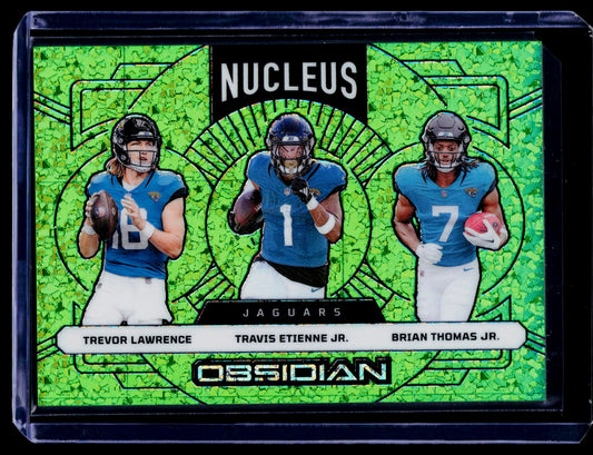 2024 Obsidian Brian Thomas, Travis Etienne, Trevor Lawrence Nucleus Jade /6