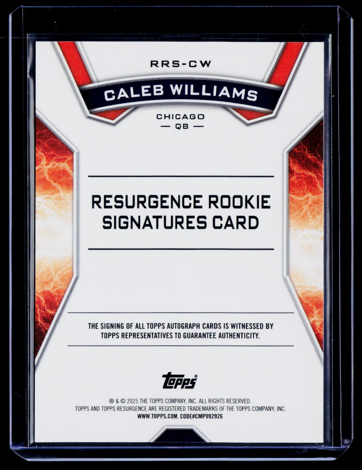 2024 Topps Resurgence #RRS-CW Caleb Williams Rookie Signatures Gold Surge #/50