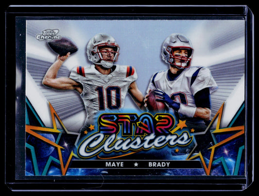 2024 Topps Chrome Cosmic #SCL-14 Tom Brady / Drake Maye Star Clusters Refactor