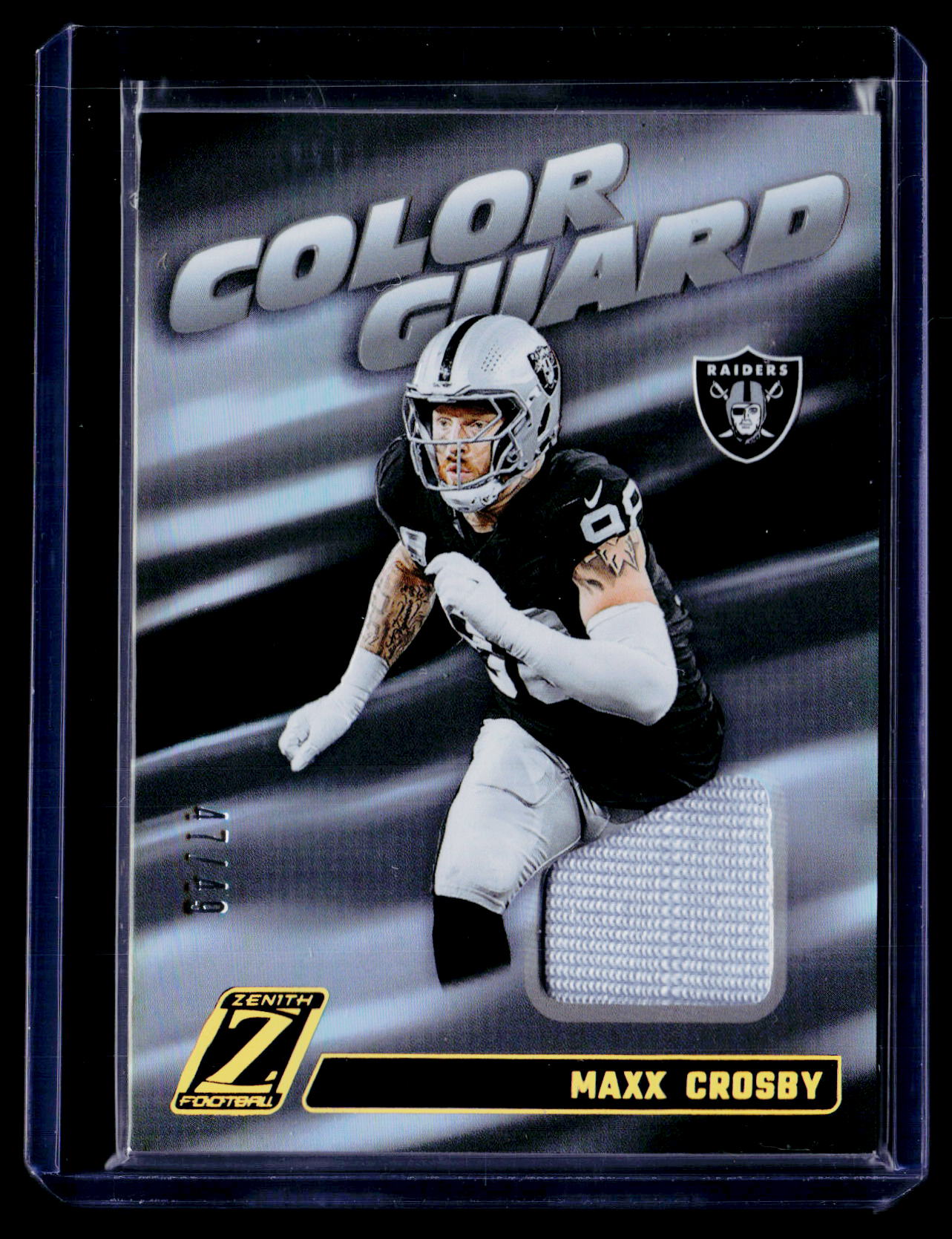2024 Panini Zenith #CG19 Maxx Crosby Color Guard Prime #/49