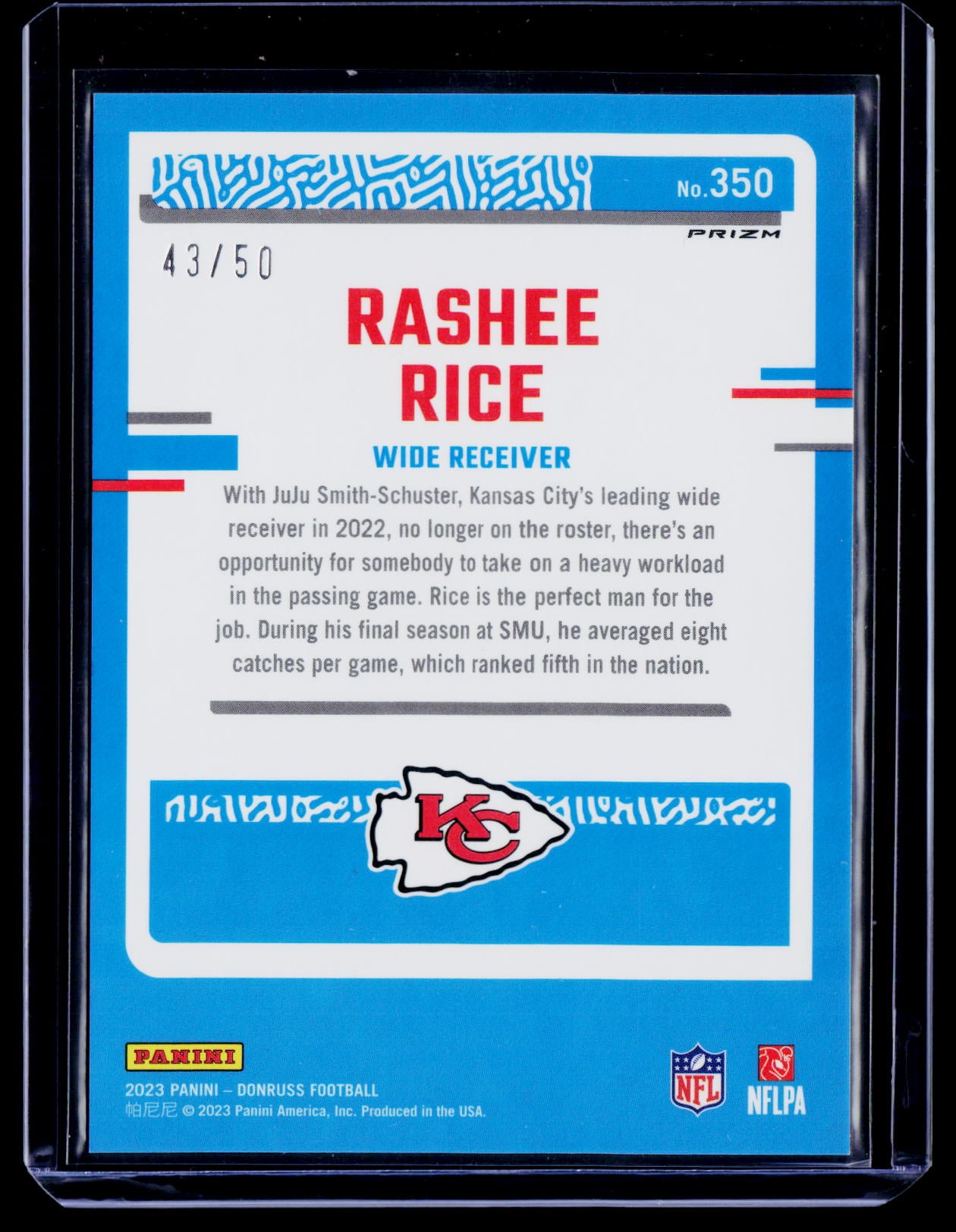 2023 Donruss #350 Rashee Rice Optic Rated Rookie Preview Purple Prizm #/50