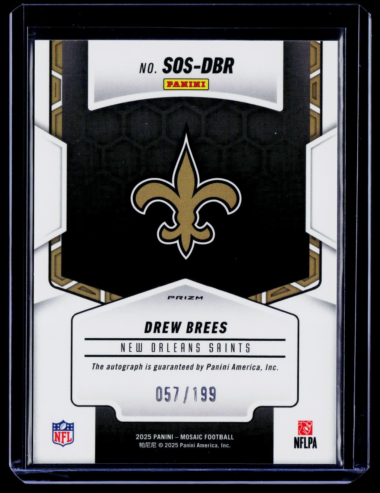 2025 Panini Mosaic #SOS-DBR Drew Brees Showtime Signatures Red #/199