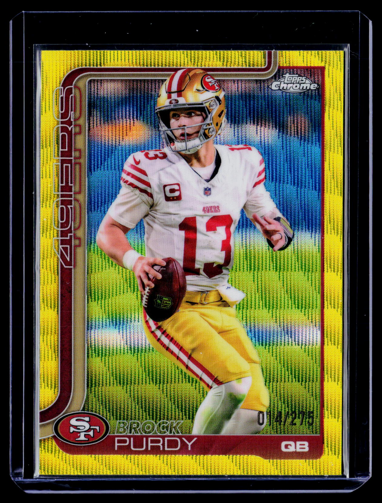 2025 Topps Chrome #262 Brock Purdy Yellow Wave Refractor #/275