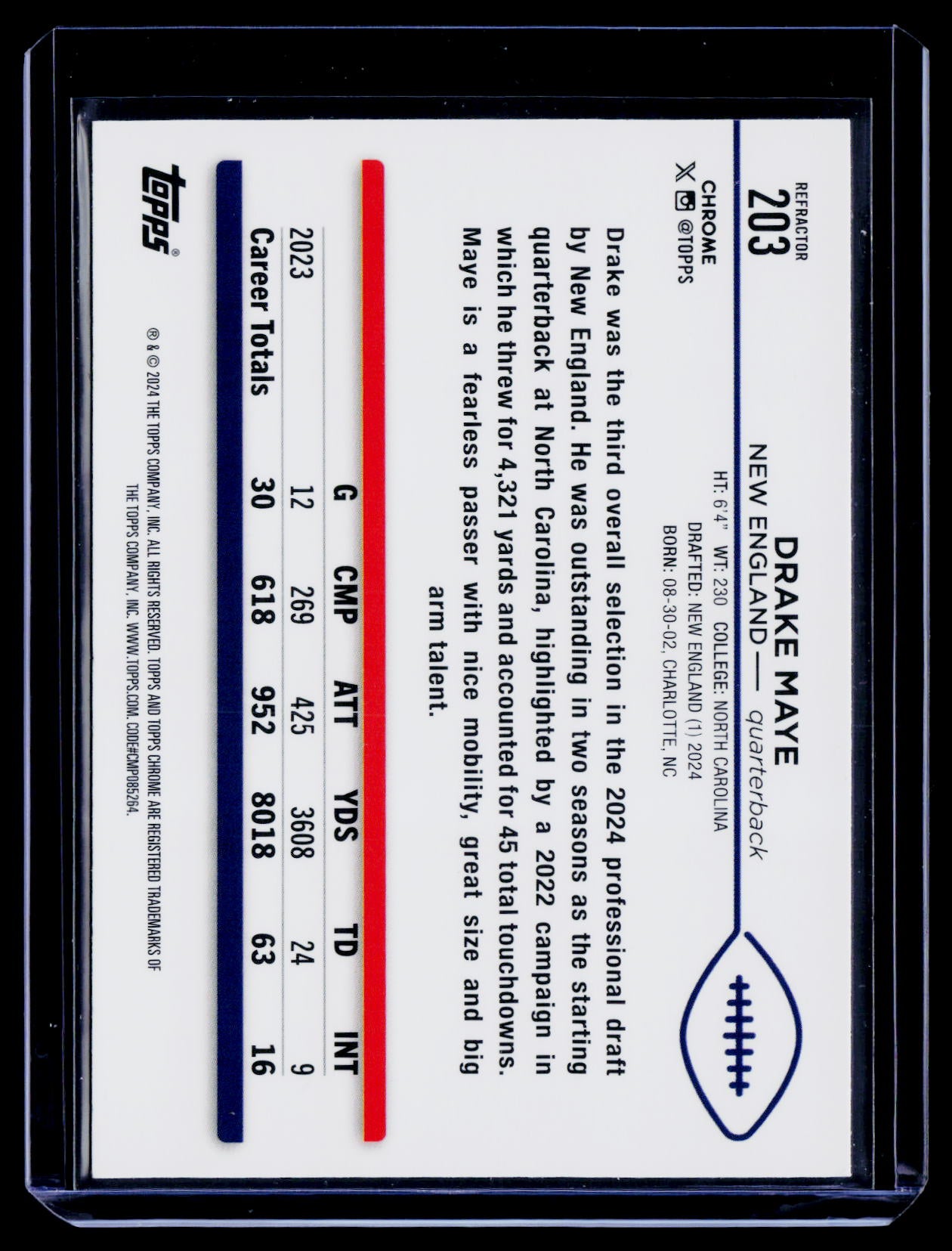 2024 Topps Chrome #203 Drake Maye Refractor
