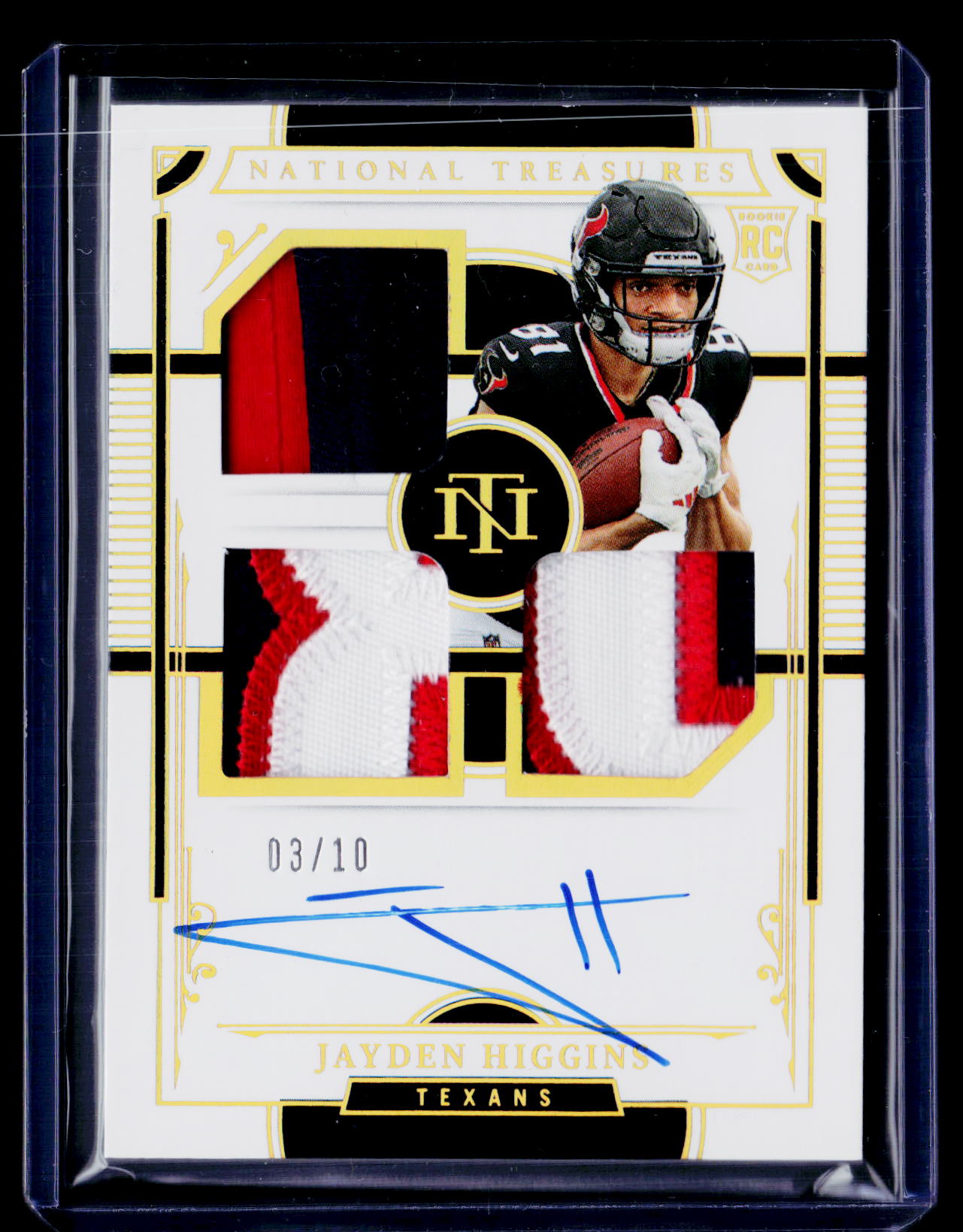 2025 Panini National Treasures #RMS-JHS Jayden Higgins RPA Triple Holo Gold /10