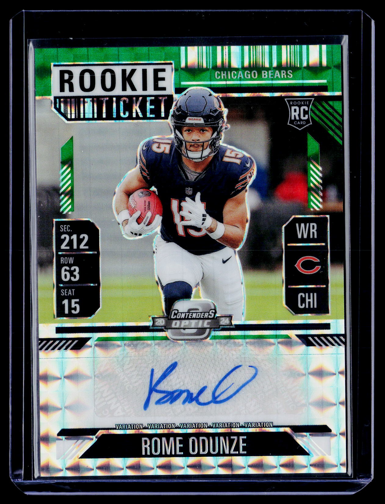 2024 #PV-ROM Rome Odunze Contenders Optic Rookie Ticket Variation Green #/24