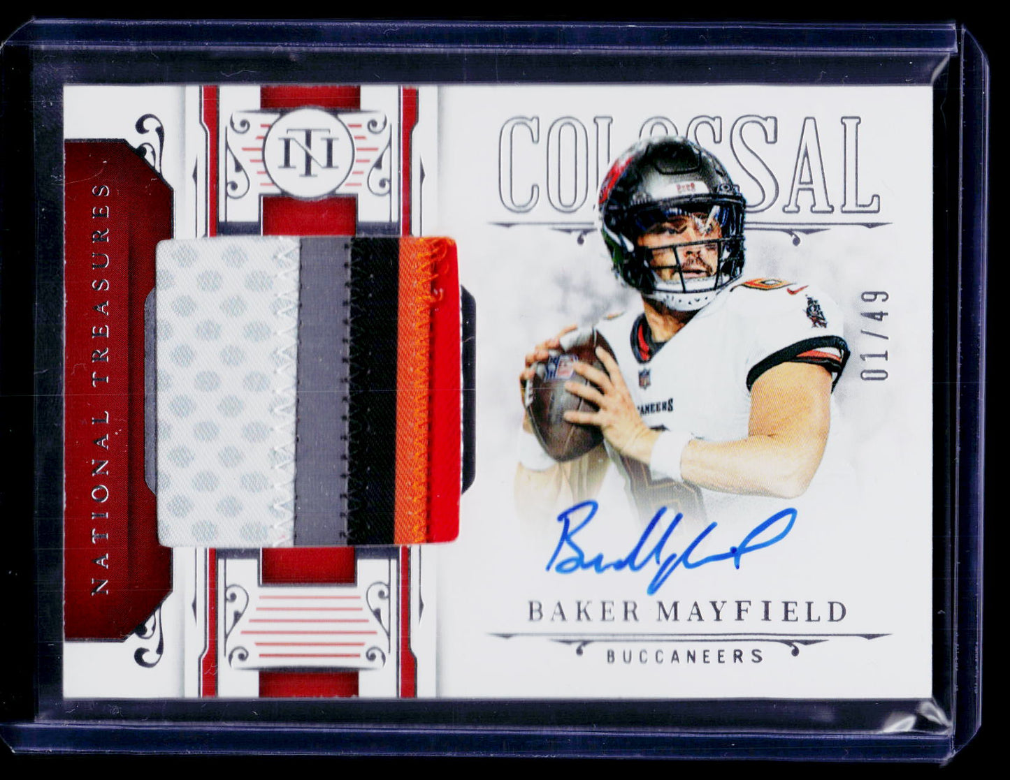 2025 Panini National Treasures #CS-BMD Baker Mayfield Colossal Signatures #/49