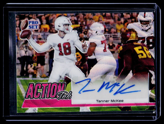 2022 Pro Set Metal #AI-TM1 Tanner McKee Action Ink Autographs Mojo Blue #/20