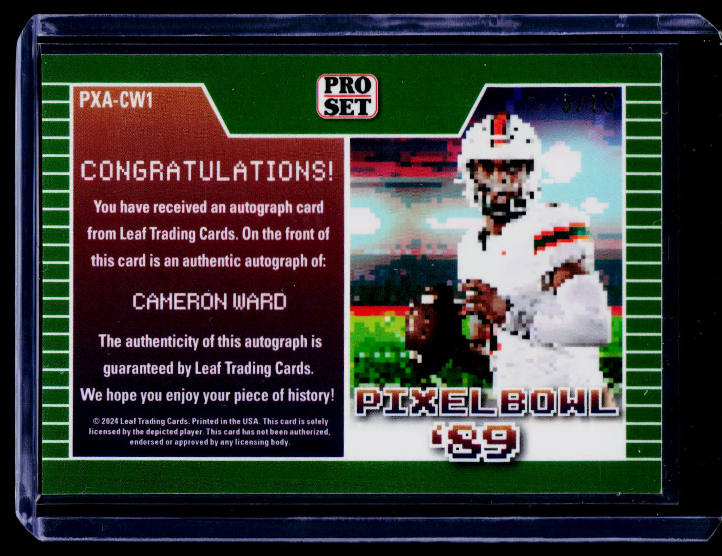 2024 Leaf Cameron Ward Pro Set Pixel Bowl '89 Autographs Shimmer Silver #/10