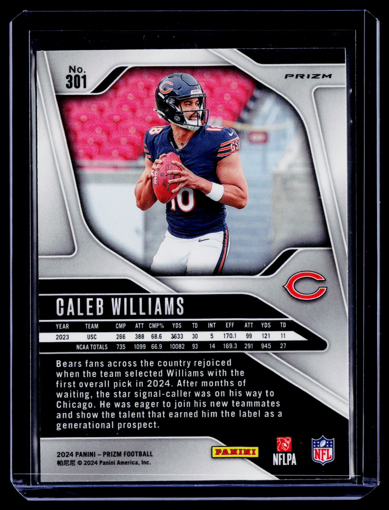 2024 Panini Prizm #301 Caleb Williams Red White and Blue