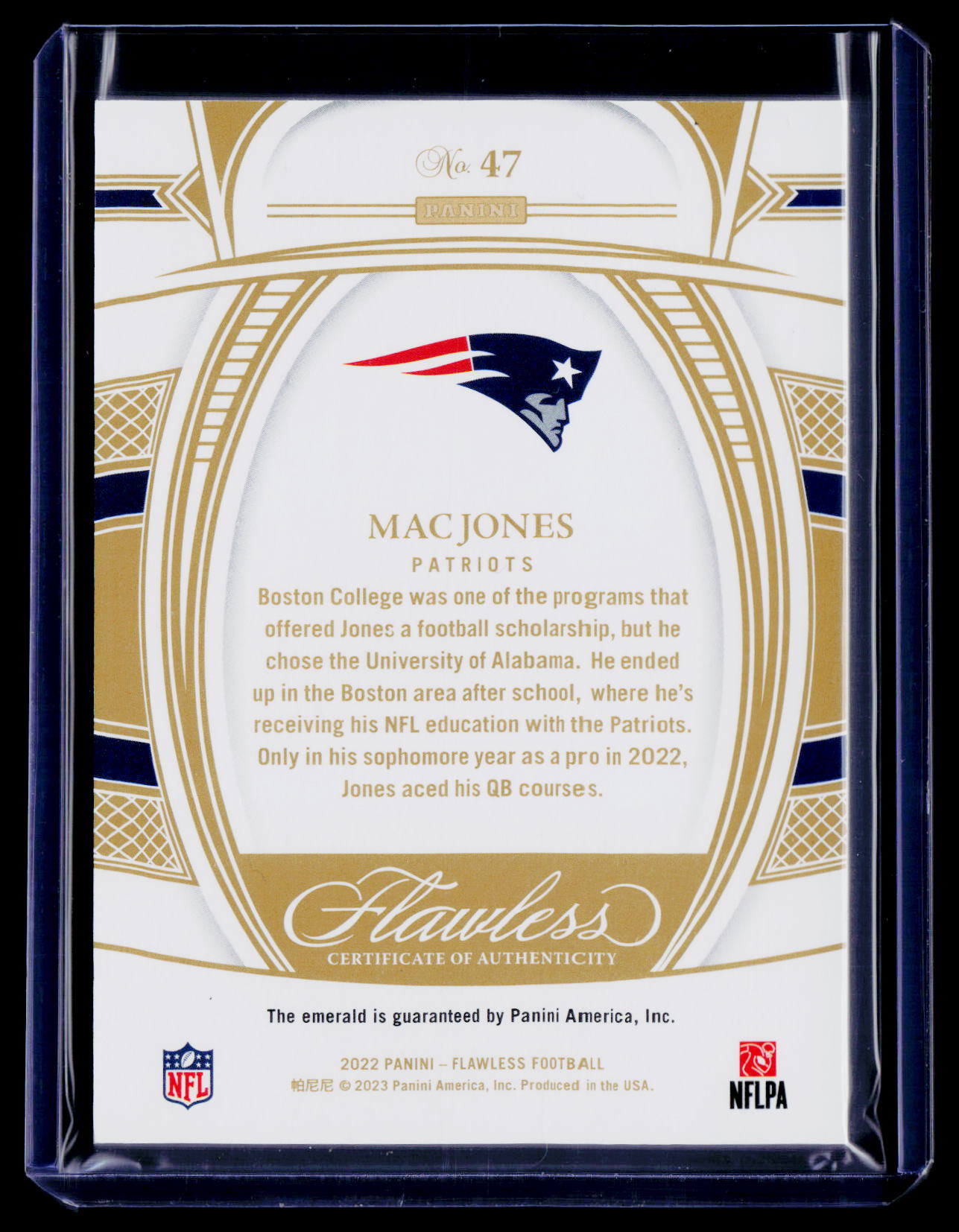 2022 Panini Flawless #47 Mac Jones Emerald #/5