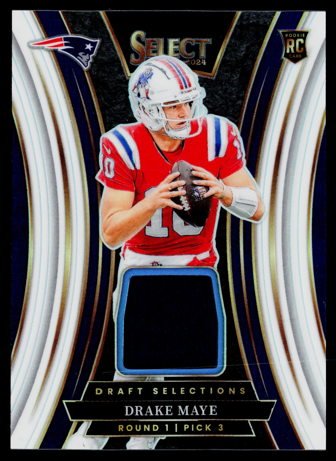 2024 Panini Select Drake Maye Draft Selections Memorabilia White Prizm #/75