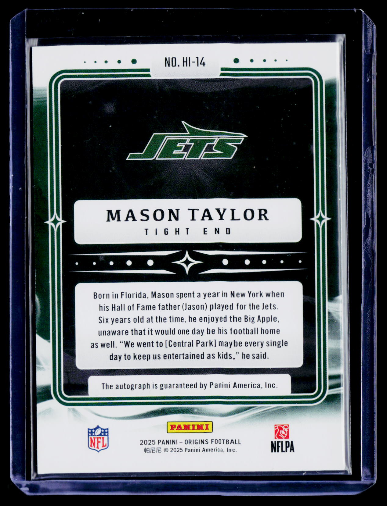 2025 Panini Origins #HI-14 Mason Taylor Hometown Inscriptions Green #/5