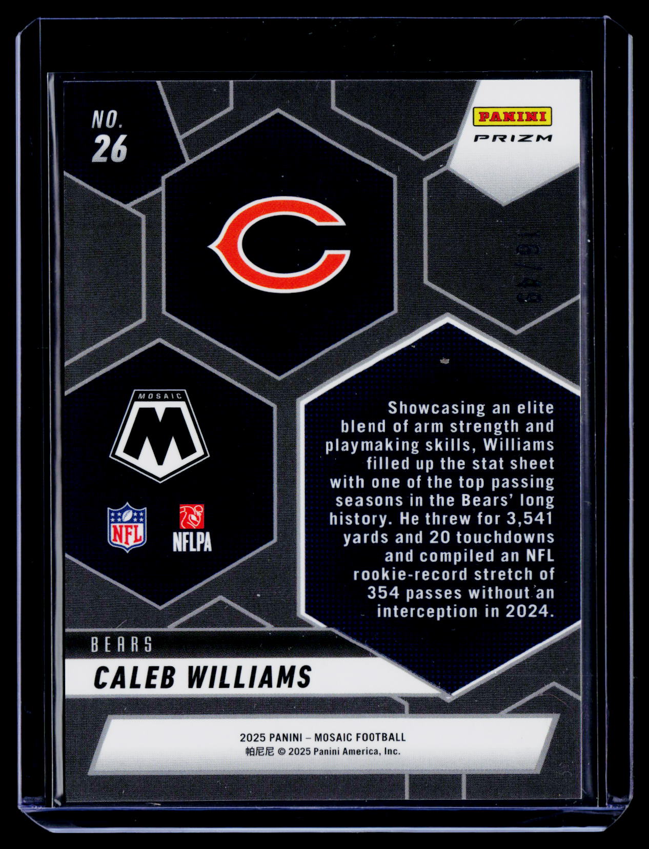 2025 Panini Mosaic #26 Caleb Williams Montage Mosaic Purple #/49